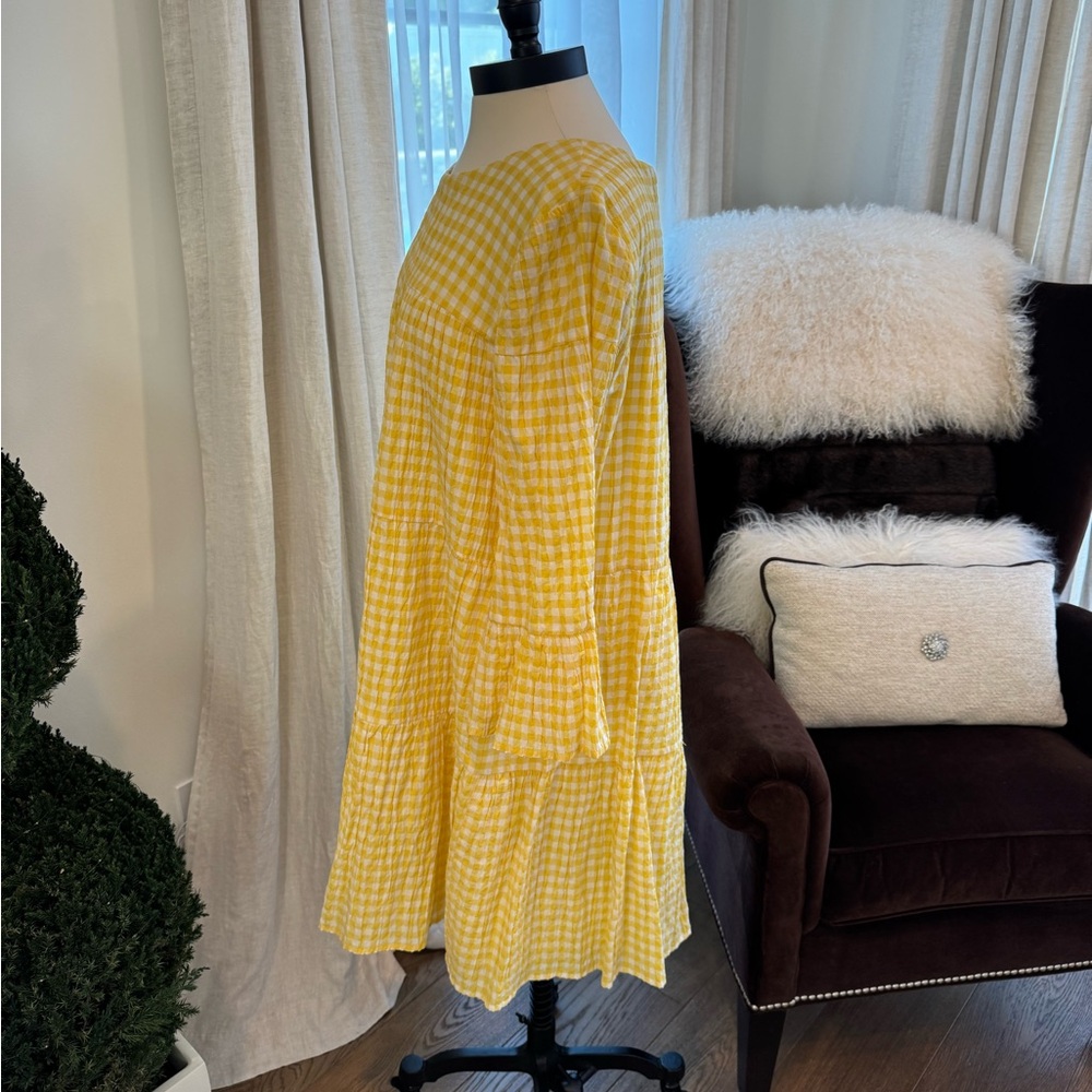 Maggy London Yellow & White Gingham Swing Dress - Size 18 - Picture 4 of 7